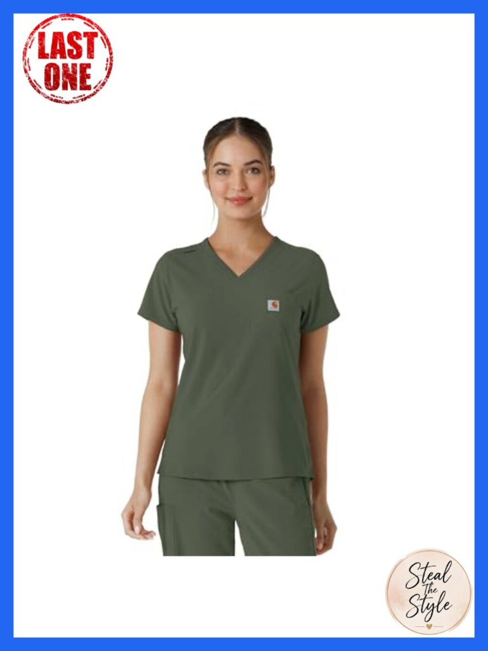 Women's Tuck-in Scrub Top V-Neck Short Sleeve Stretchy